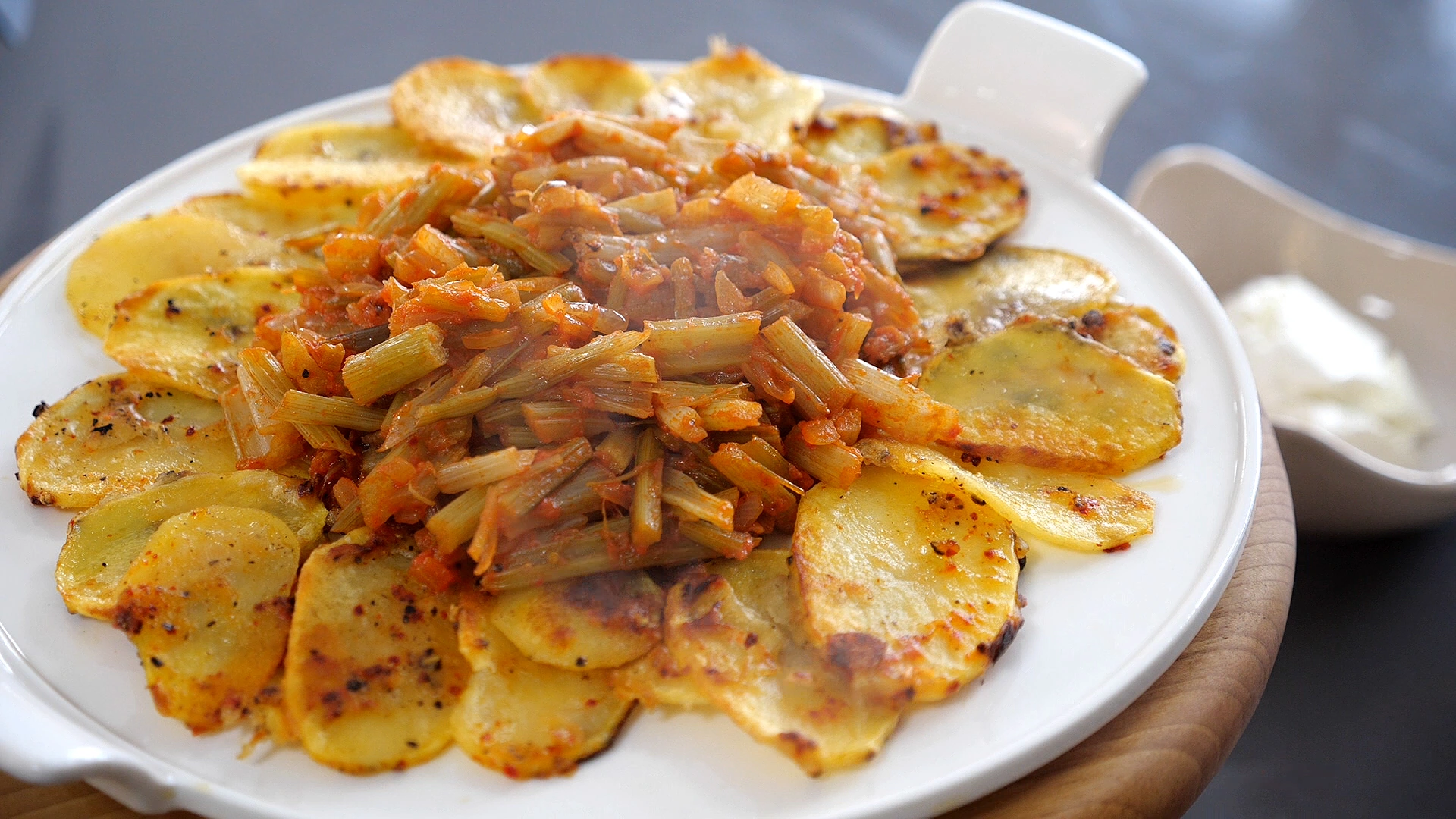 Kavurma over Potatoes with Pickles — 1